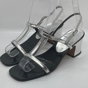 Vintage Lujano Silver Metallic Leather Heels 5